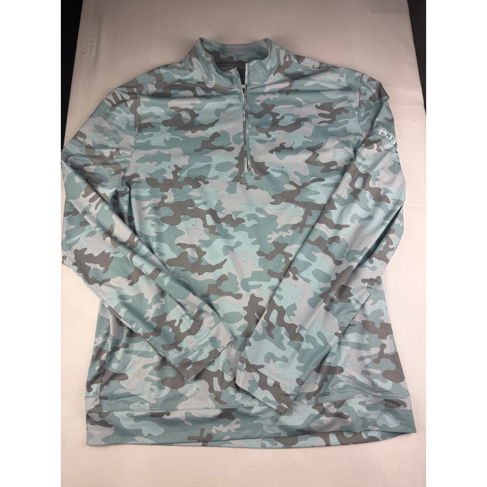 johnnie-O 1/4 Zip Pullover Large Blue Camo Performance Stretch Mock Neck DJJ